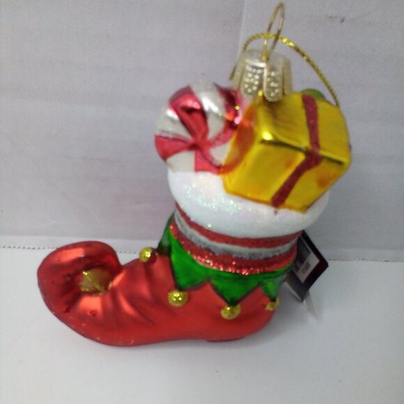 Robert Stanley Home Collection Ornament Boot Stocking Gifts Glitter Red - Picture 1 of 12